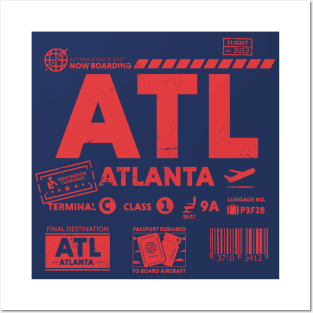 Vintage Atlanta ATL Airport Code Travel Day Retro Travel Tag Posters and Art